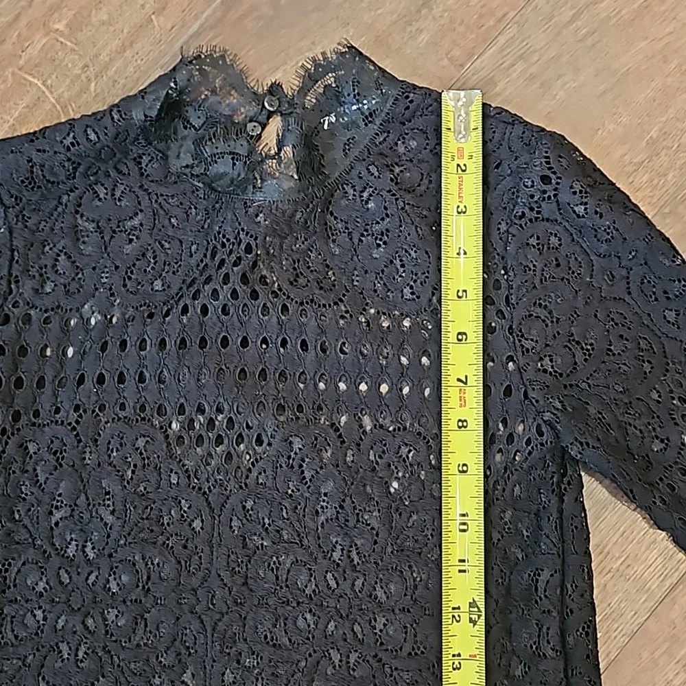 ZARA BLACK LACE HIGH NECK  goth. Dark Romantic SHEER TOP.  small